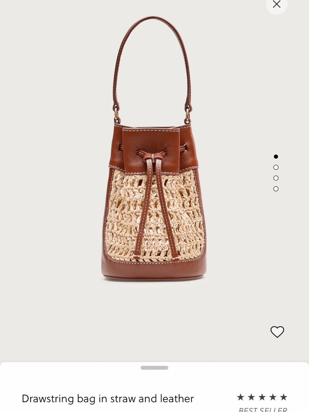 J. Crew Drawstring Bag in Straw and Leather - Picture 1 of 12